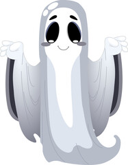 Halloween Ghost Character Illustration in PNG – Spooky and Whimsical Design for Halloween Decor and Themed Events