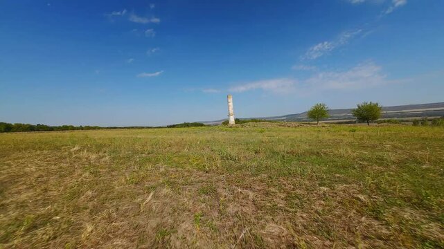 Drone view at Lesicheri Obelisk (Marko&rsquo;s Stone) &ndash; Enigmatic Ancient Roman Structure &ndash; Bulgaria&rsquo;s Tallest Surviving Landmark