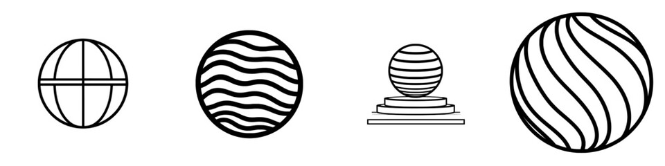 Modern illustration graphic design of a yoga ball in thin line style