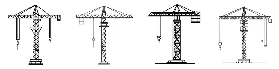 Graphic design illustration of a crane in thin line style