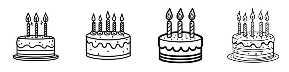 Icon of birthday cake in thin line style in modern illustration design