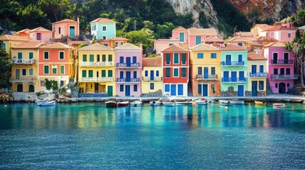 Obraz premium Most beautiful greek villages - colorful Assos in Cefalonia (Kefalonia). Ionian islands of Greece 