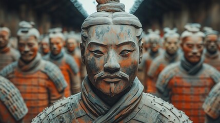 Obraz premium Surreal composition of the Terracotta Army coming to life