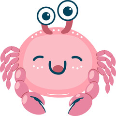 Cute and Quirky Pink Crab Illustration in PNG – Perfect for Coastal Themes and Fun Designs