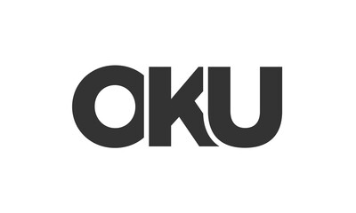 OKU logo design template with strong and modern bold text. Initial based vector logotype featuring simple and minimal typography. Trendy company identity.