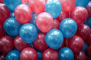 Bunch of balloons are arranged in a way that creates a sense of depth and dimension