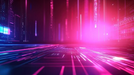 Fototapeta premium Future technology line background and light effect cyberpunk style background material with a sense of technology.