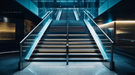 Obraz premium The steps inside a building, leading up or down.