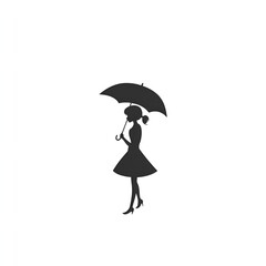 Girl with Umbrella Minimalist Logo