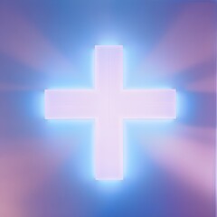 Fototapeta premium Glowing White Cross with Blue Light