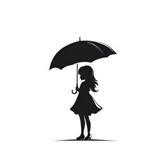 Girl with Umbrella Minimalist Logo