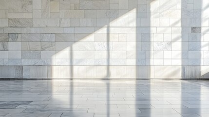 Obraz premium This image shows a smooth, white tiled wall and floor. You can also see the texture of marble and slate, creating a natural stone look.