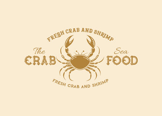 Vintage-style Seafood, fresh crab, and shrimp vector illustration for restaurant bar business