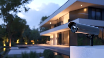 Outdoor CCTV Security Camera in Garden Surveillance Setup,generative ai
