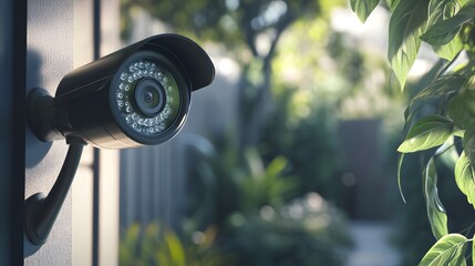 Outdoor CCTV Security Camera in Garden Surveillance Setup,generative ai