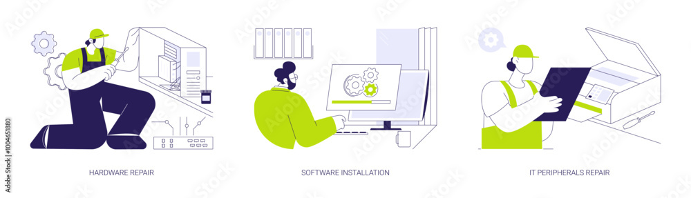Poster system administration abstract concept vector illustrations.