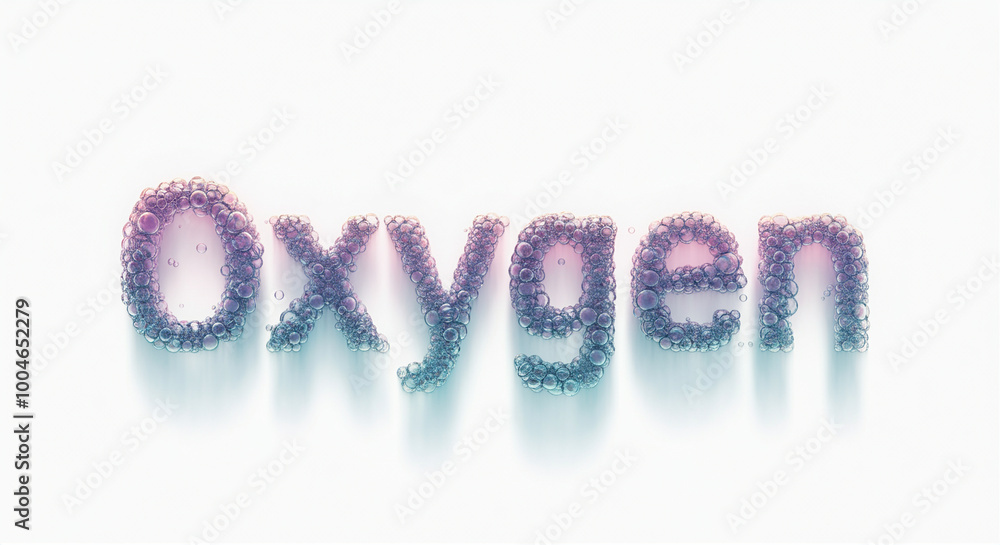 Poster bubbles forming the word oxygen with a colorful and creative design representation in a clean backgr
