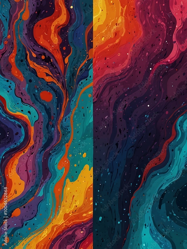 Poster dynamic fluid art vector texture set, perfect for colorful creative projects.