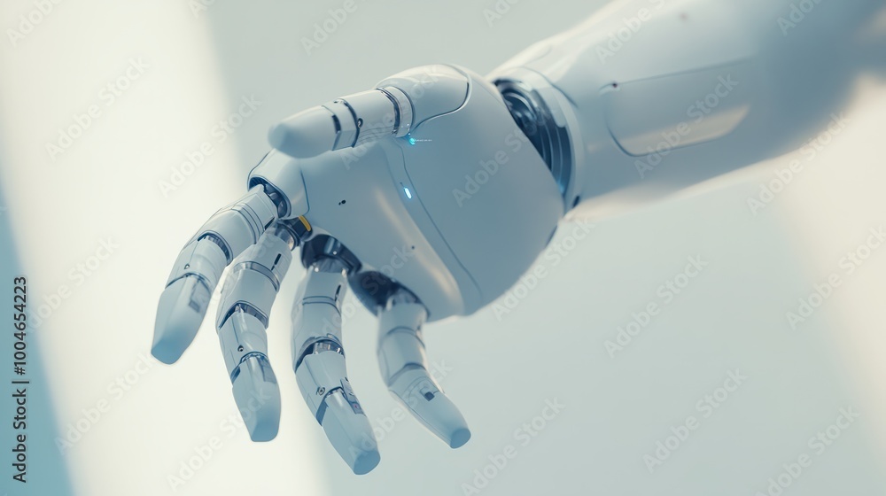 Poster robot ai hand future background technology artificial arm humanoid touch. futuristic hand robot ai i