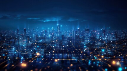 Obraz premium Smart city and abstract future business , big data connection technology concept .