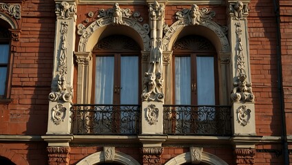 Facade details of General's House in Moscow.