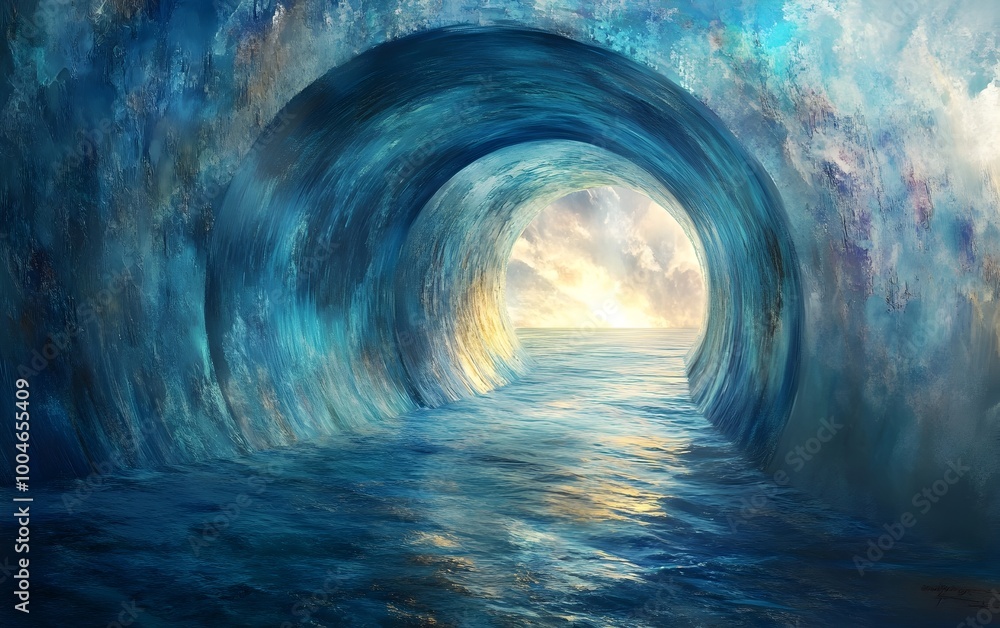 Poster enigmatic realm of the bermuda triangle shimmering portals bending light and time space juxtapositio