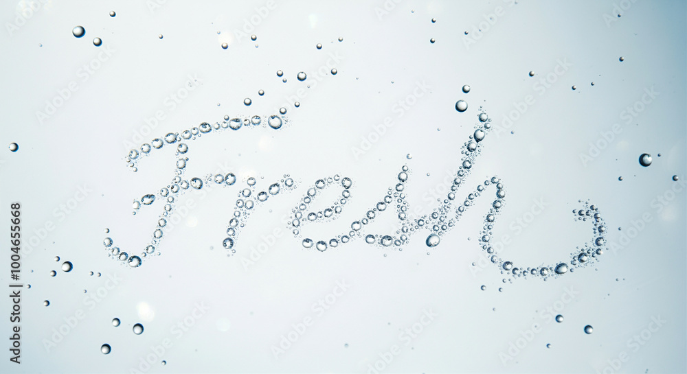 Poster water bubbles in fresh drink creating refreshing texture and unique fluid art
