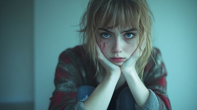 teenage depression and self-harm illustrated, representing the mental health challenges adolescents face in today&rsquo;s world, emphasizing the importance of support and recovery