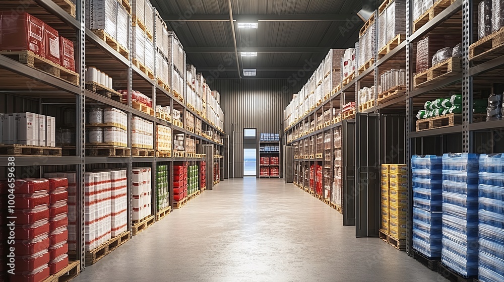 Poster warehouse filled with frozen and temperature-sensitive goods on shelves, emphasizing the importance 