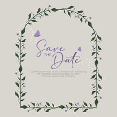 Sweet pastel save the date simple wreath frame background 
