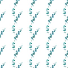 Eucalyptus branch watercolor pattern