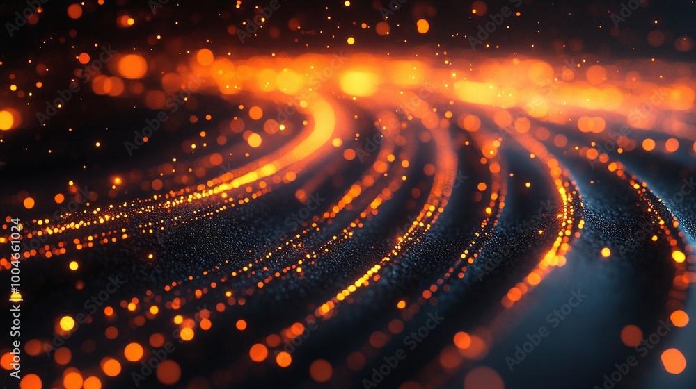 Poster optical cables and high-speed internet depicted with vibrant data speed lines on a dark background, 