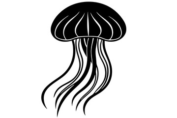 Silhouette of a floating Medusa - vector sign for a logo or pictogram. Jellyfish silhouette for a button or corporate identity on a nautical theme.