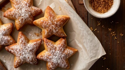 Traditional cinnamon stars "Zimtsterne" (Zimtsterne) classic German Christmas cookies.