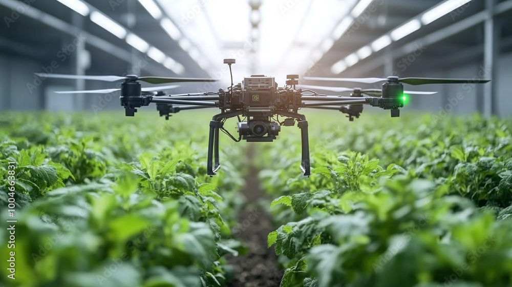 Poster advanced agricultural technology featuring smart sensors for crop monitoring and precision farming p