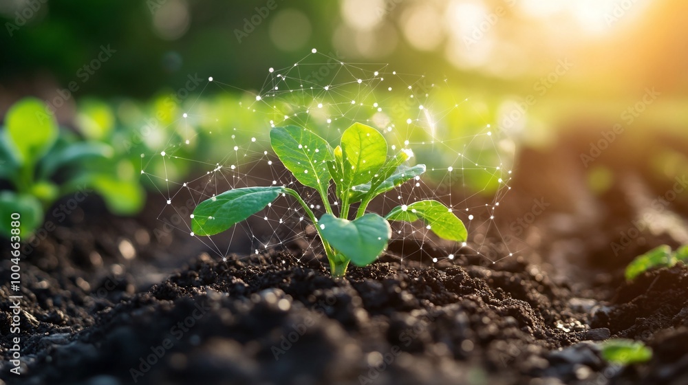 Poster advanced agricultural technology featuring smart sensors for crop monitoring and precision farming p