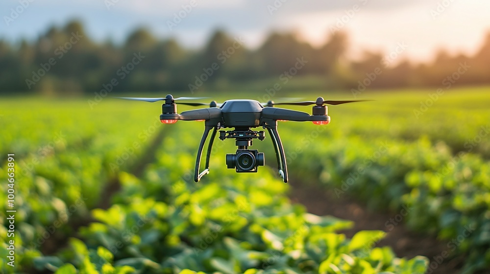 Poster advanced agricultural technology featuring smart sensors for crop monitoring and precision farming p