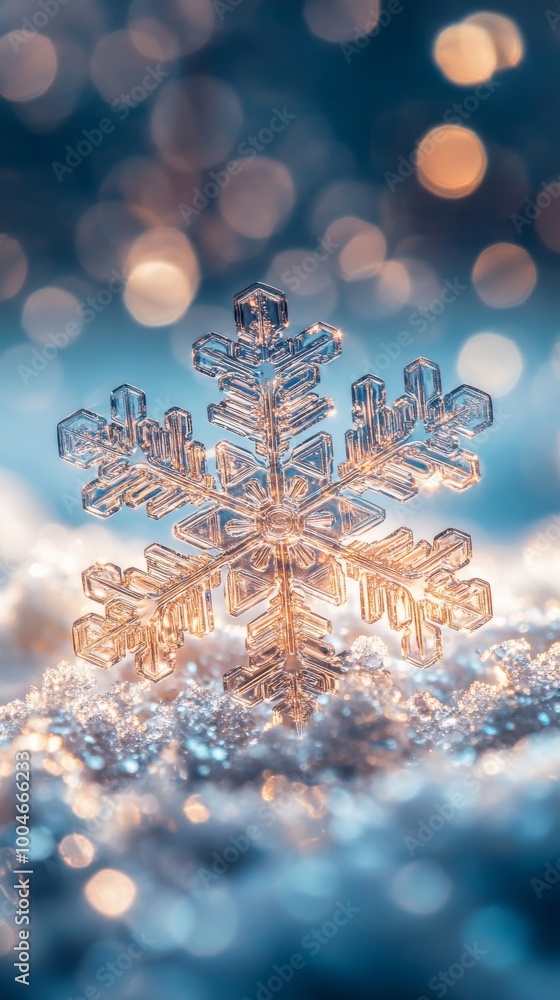 Poster close-up of a snowflake on a