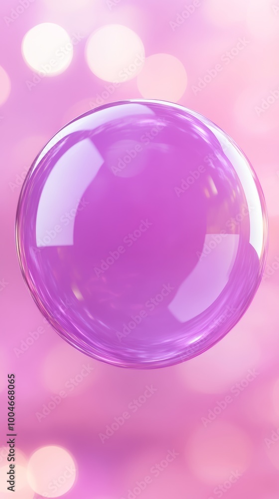 Poster Pink translucent bubble against a soft bokeh background