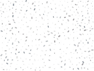 Magic silver Rectangular glitter confetti background. White festive texture.