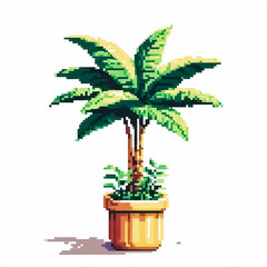 Fototapeta premium 8bit pixel art style illustration of a potted plant