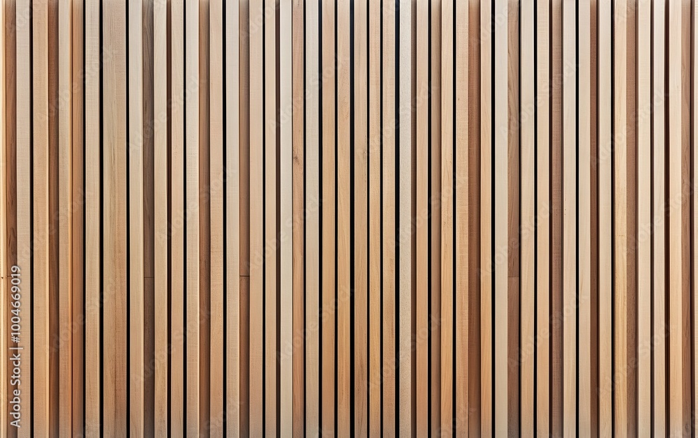 Poster minimalist wooden wall featuring a grid of slatted timber panels creating a clean contemporary desig