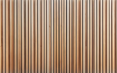 Fototapeta premium Minimalist wooden wall featuring a grid of slatted timber panels creating a clean contemporary design aesthetic with vertical textured lines and a versatile building material backdrop