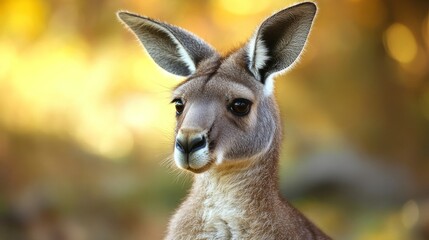 Close-up portrait of kangaroo with blurred