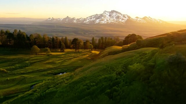 Rolling Hills Cradled Mountain Ridges