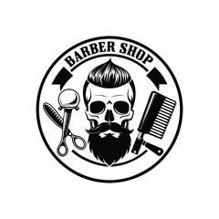 barber stencil vector art silhouette logo design black and white 