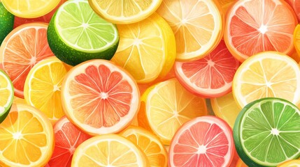 "Squeeze the Day: Lively Citrus Slices Background in Bold Colors"