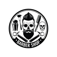 barber stencil vector art silhouette logo design black and white 
