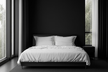 Modern Bedroom Interior Design with Panoramic City View and Minimalist Style