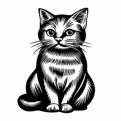 Obraz premium A black and white coloring book with an illustration of a cat, creating a platform for children's creativity. Promotes the development of creativity and perseverance.